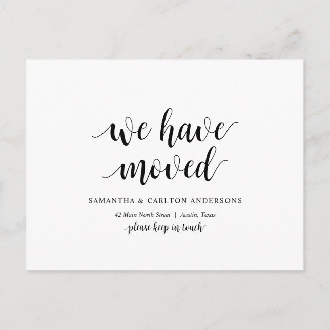Carte Postale Rustique Moderne, Nous Avons Déménagé, S'Adresser  (Devant)