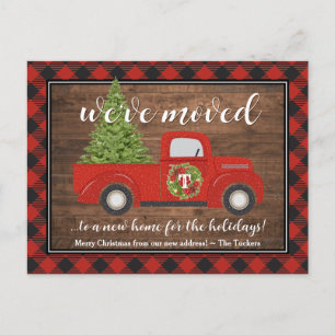 Carte Postale Rustique Rouges Camion de Noël Plaqué Bois Nous av