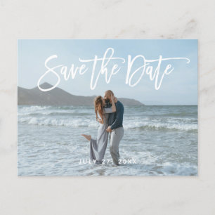 Carte Postale Rustique Script Couple Photo Beach Enregistrer La 