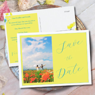 Carte Postale Rustique simple photo jaune bleu Enregistrer la da