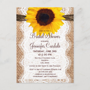 Carte Postale Rustique Tournesol Bridal