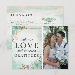 Carte Postale Rustique Turquoise Mariage Floral Merci Photo