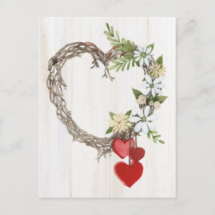 Carte Postale Rustique Valentine Heart Wreath II