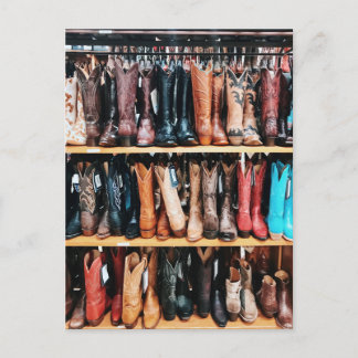 Carte Postale Rustique Western Pays Cowboy Bottes Photographie