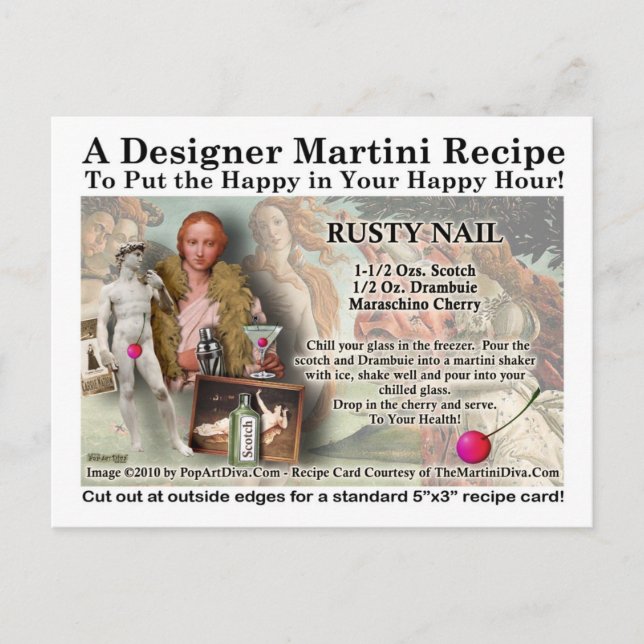Carte postale Rusty Nail Martini Recette (Devant)