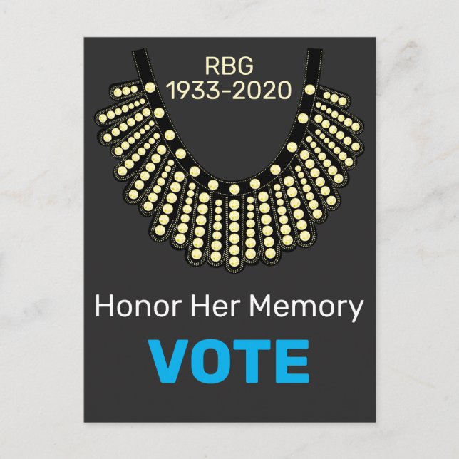 Carte Postale Ruth Bader Ginsberg honore son vote sur la mémoire (Devant)