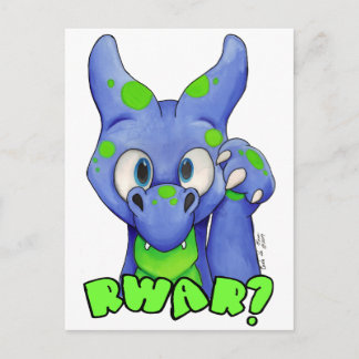 Carte Postale RWAR ? (Bleu) Beau dragon de bébé rugissant
