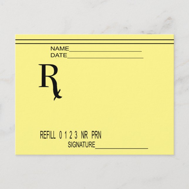 Carte Postale Rx Prescription Pad - Écrivez Votre Propre Prescri (Devant)