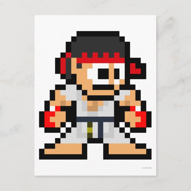 Carte Postale Ryu à 8 bits (Devant)