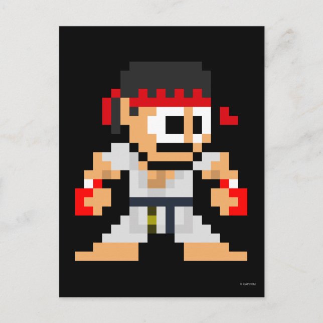 Carte Postale Ryu à 8 bits (Devant)