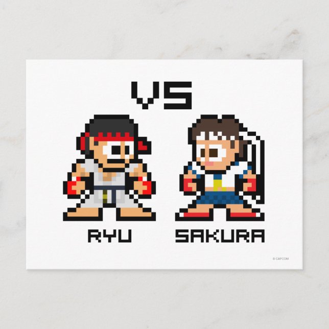 Carte Postale Ryu VS Sakura 8 bits (Devant)