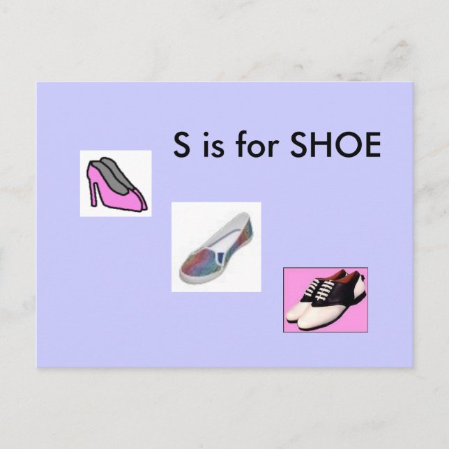 Carte Postale "S" est pour Chaussure Alphabet Flashcard (Devant)