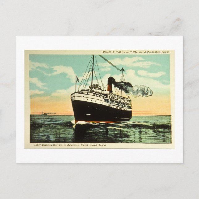 Carte Postale S.S. Alabama, Cleveland Put-In-Bay Route (Devant)