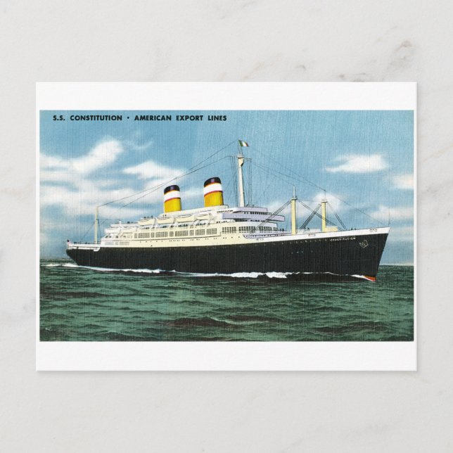 Carte Postale S.S. Constitution Lignes d'Express américaines Vin (Devant)
