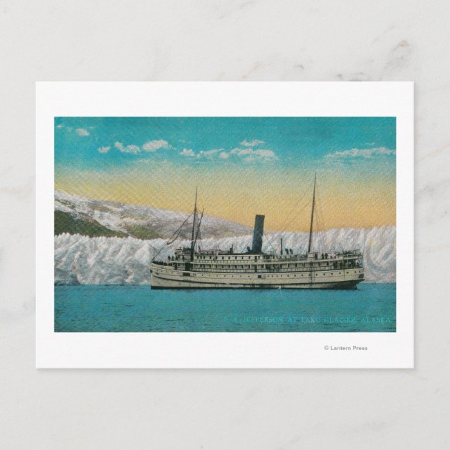 Carte Postale S.S. Jefferson au glacier Taku, Alaska (Devant)