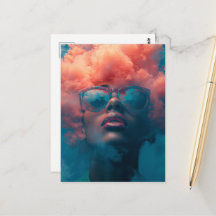 Sa tête dans les nuages roses Art surréaliste