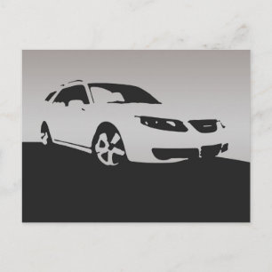 Carte Postale Saab 9-5 Aero front - Gris sur arrière - plan de c