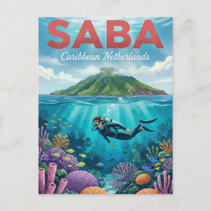 Carte Postale Saba Caraïbes néerlandaises