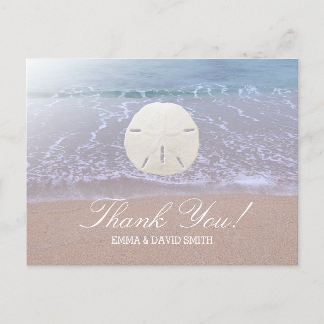 Carte Postale Sable élégant Dollar Beach Merci de mariage (Devant)