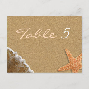 Carte Postale Sable et Shells Beach Thème Mariage Numéro de tabl