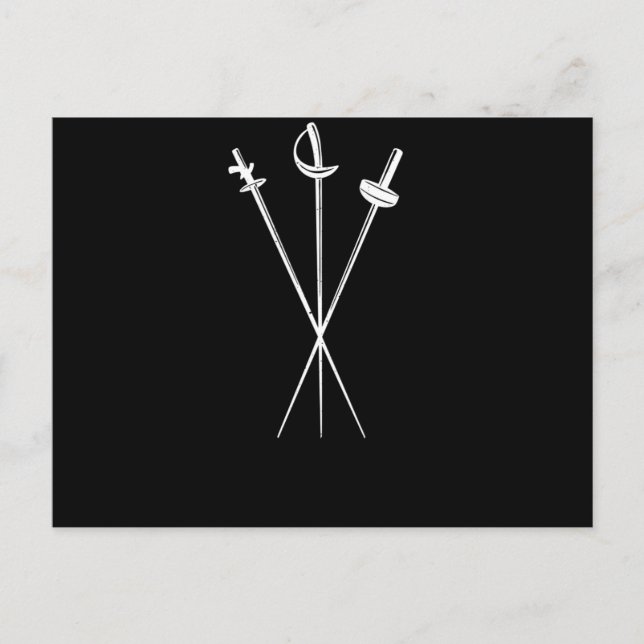 Carte Postale sabre de foil épées escrime lutte contre l'épée (Devant)