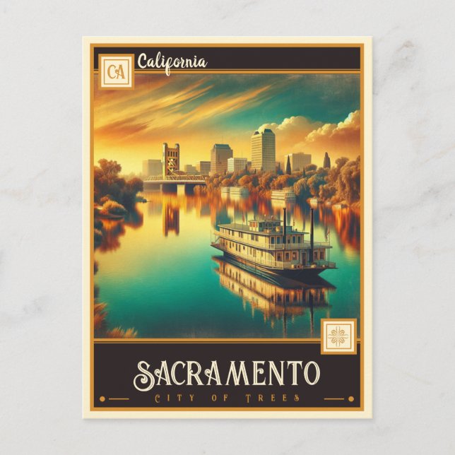 Carte Postale Sacramento, Californie | VINTAGE (Devant)