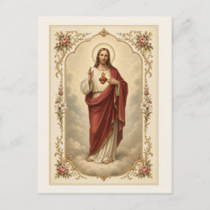 Carte Postale Sacré-Cœur de Jésus Catholique Vintage