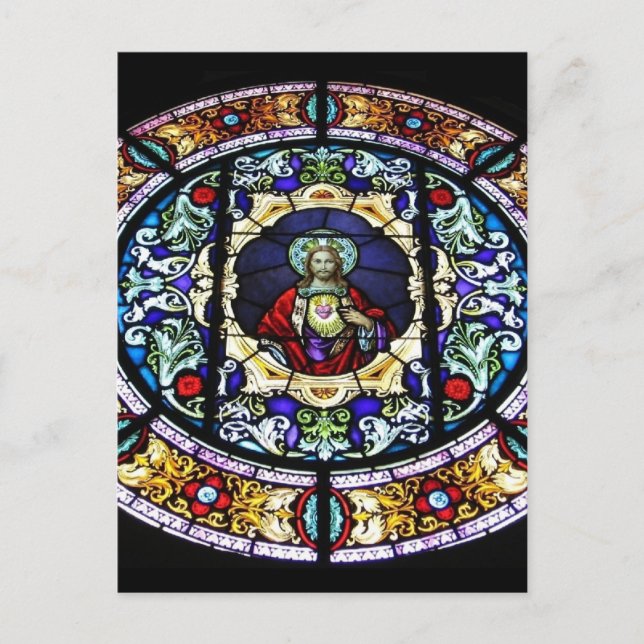 Carte Postale Sacré Coeur de Jésus Vitrail (Devant)