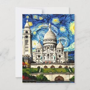 Carte Postale Sacre-Coeur Paris France Nuit étoilée