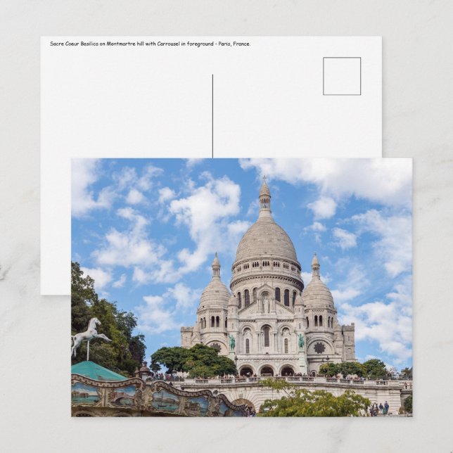 Carte Postale Sacre Coeur sur la colline de Montmartre - Paris,  (Devant / Derrière)