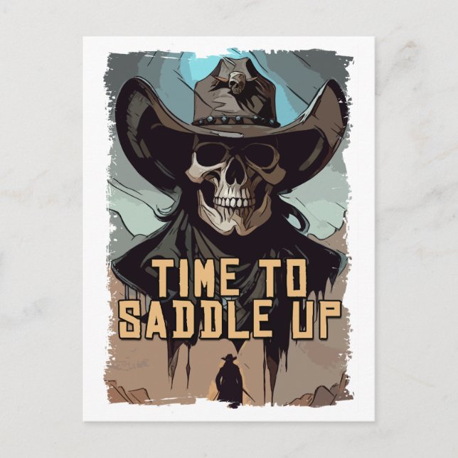 Carte Postale Saddle Up Cowboy Dit Wild West Illustration Art (Devant)