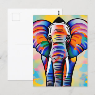 Carte Postale Safari africain coloré éléphant