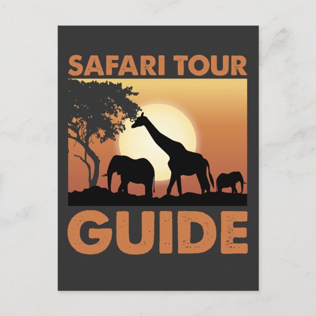 Carte Postale Safari Tour Guide Animaux d'Afrique sauvage (Devant)