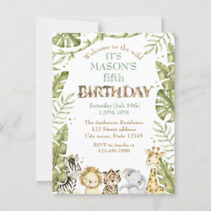 Carte Postale Safari Wild One Aquarelle Anniversaire