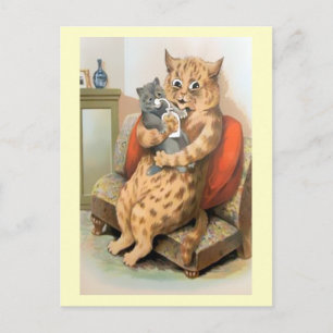 Carte Postale Safe in Mother's Arms par Louis Wain Postcard