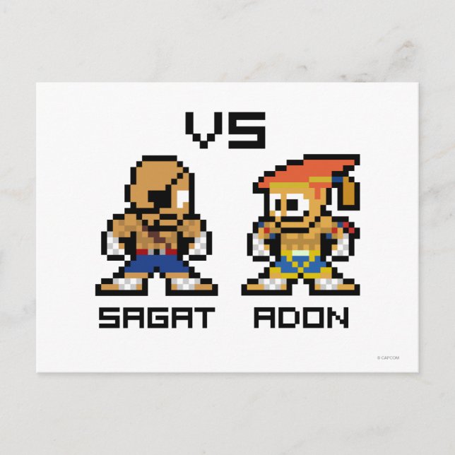 Carte Postale Sagat VS Adon 8 bits (Devant)