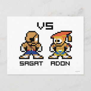 Carte Postale Sagat VS Adon 8 bits