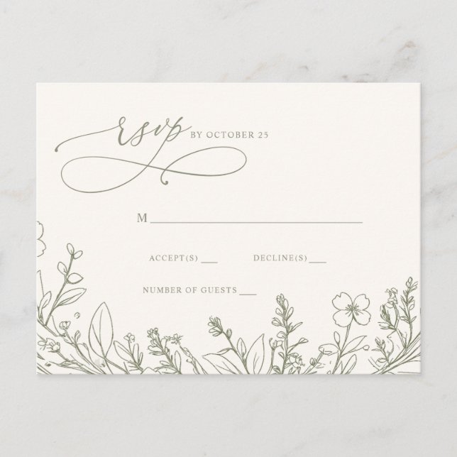 Carte Postale Sage Fleur sauvage Jardin boisé Floral RSVP (Devant)