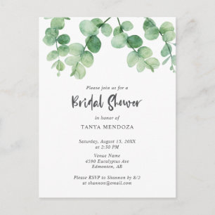 Carte Postale Sage Green Eucalyptus Feuille Fête des mariées Chi