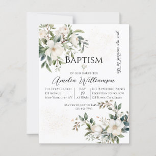 Carte Postale Sage Green Floral Baptême