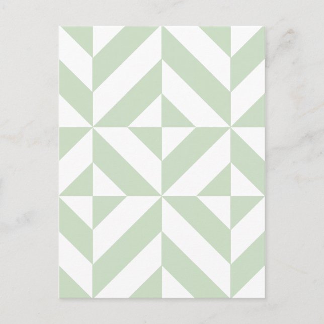 Carte Postale Sage Green Geometric Deco Cube Pattern (Devant)