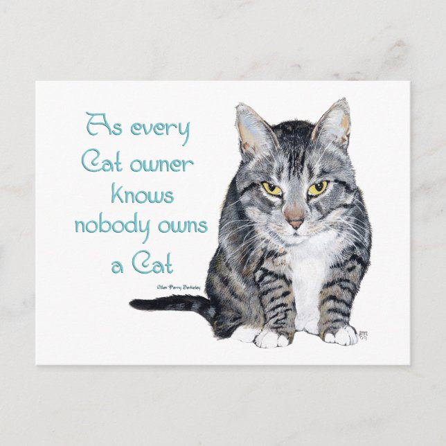 Carte Postale Sagesse de chat - comme tous les propriétaires de  (Devant)