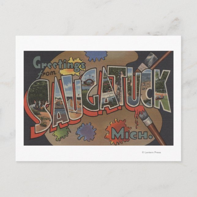 Carte Postale Saginaw, Michigan - Scènes de grandes lettres (Devant)