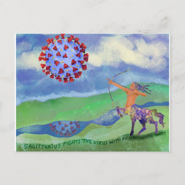Carte Postale Sagittaire contre le virus (Devant)