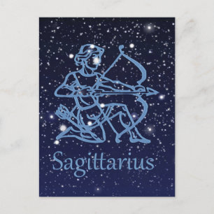 Carte Postale Sagittarius Constellation & Zodiac Signe avec étoi