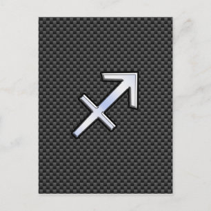 Carte Postale Sagittarius signe Zodiac Noir en fibre de carbone