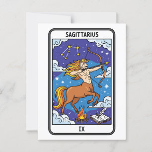 Carte Postale Sagittarius Zodiac Illustration Style Tarot