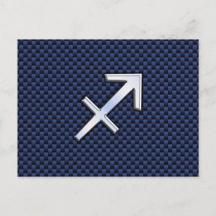 Carte Postale Sagittarius Zodiac Sign on Blue Carbon Fibre Style