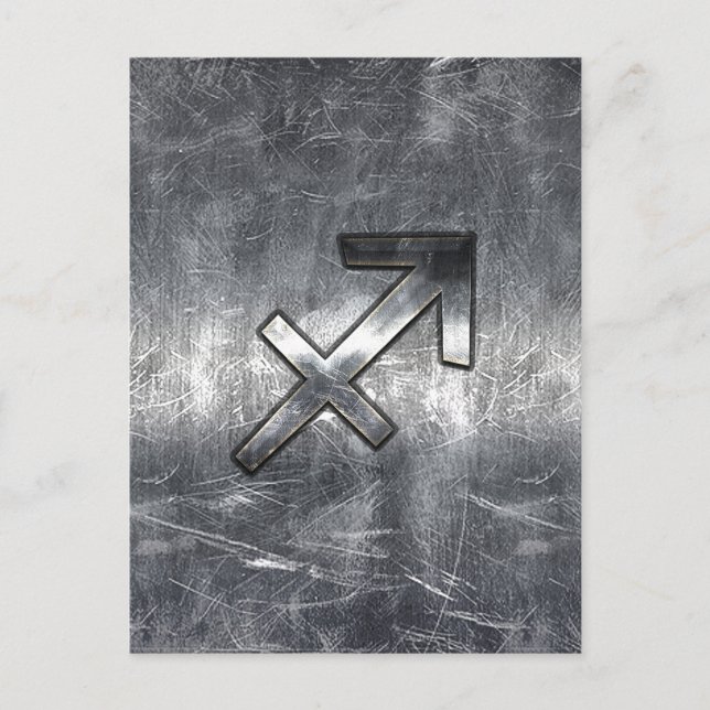 Carte Postale Sagittarius Zodiac Silver Distour Steel look (Devant)