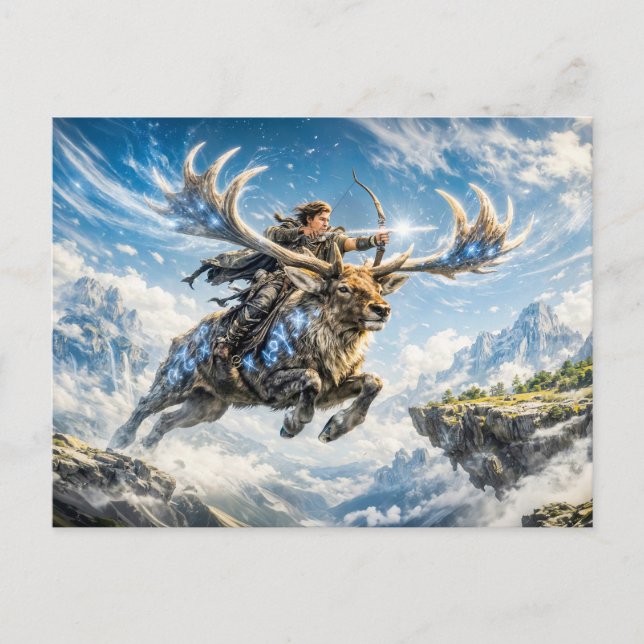 Carte Postale Sagittarius Zodiac with Warrior Riding a Majestic  (Devant)